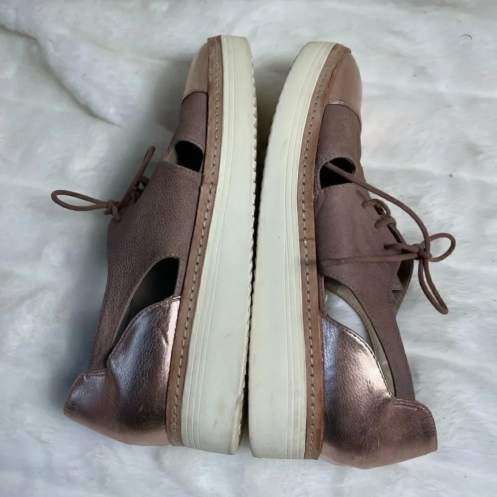 Steven by Steve Madden Pippar Rose gold Leather & PU Oxford platform shoes SZ10B
